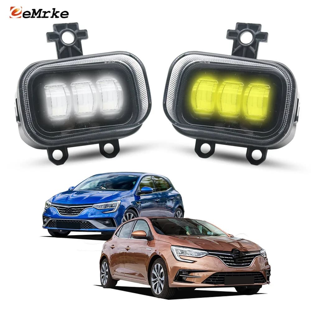 40W LED Fog Lights For Renault Megane R.S. Line / Megane 4 2021 2022 Front Head Lamp W/ Lens 12V DRL High Power White / Yellow