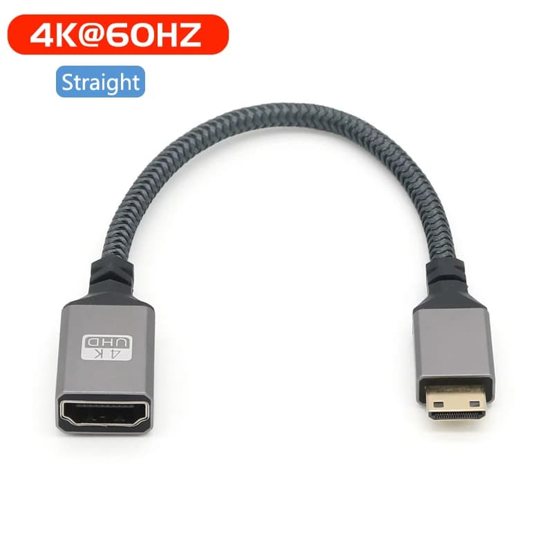 Cavo corto a gomito femmina compatibile da Mini HDMI a HDMI 4K. Conversione video da mini a standard HD, utilizzato per collegare la fotocamera