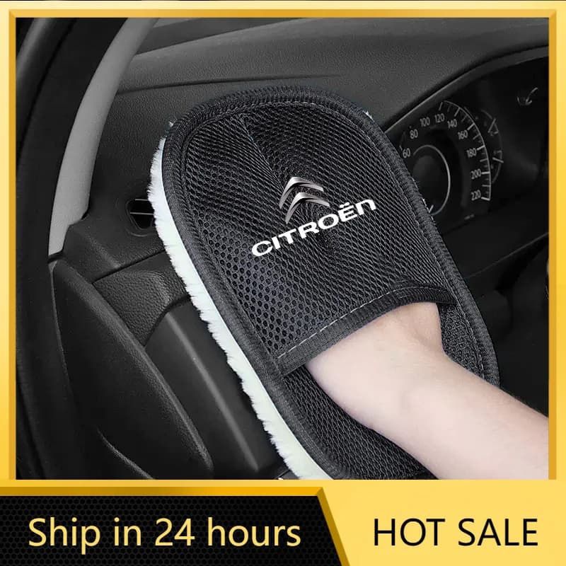 Car Sticker Car Wash Glove Wool Soft Polish Cleaning Brush Tools For Citroen C3 C5 AIRCROSS C5X C4 Cactus PICASSO E-C3 E-C4 C1 C