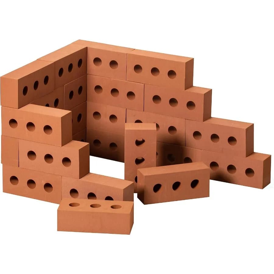Mattoncini Rossi da Costruzione in Schiuma, Blocchi Rettangolari per Gioco Creativo, Confezione da 25 Pezzi