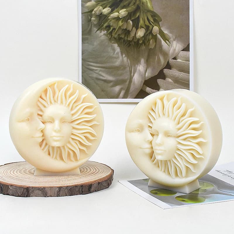 2D/3D Sun Goddess Candle stampo in Silicone Moon Goddess Face Candle stampo in Silicone sapone torta stampo al cioccolato stampo in gesso in resina