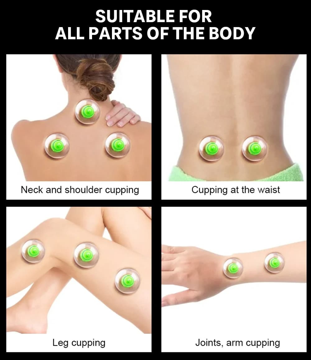 Set of 6 Massage Covers with Vacuum Gun, Back Massage Covers, Anti-Cellulite Therapy, Body Care Bars