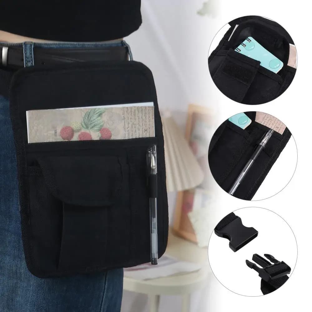 Borsa Portasoldi da Cameriere con Cintura Regolabile, Porta Assegni, Tasche Multiple, Borsa per Grembiule da Ristorante in Tela Leggera