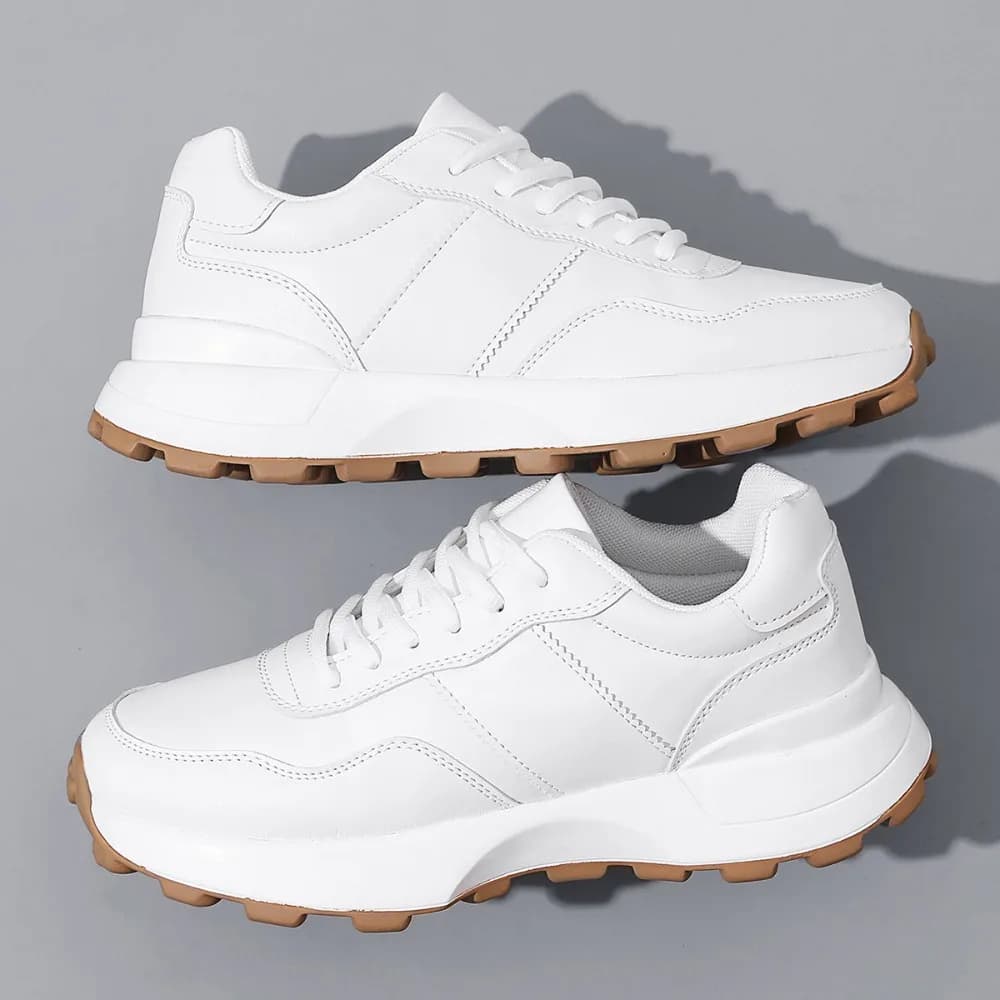 Spring 2026 Women's Retro Chunky Sneakers All White Platform Dad Shoes Non-Slip Breathable Casual Sports Shoes for Streetwear