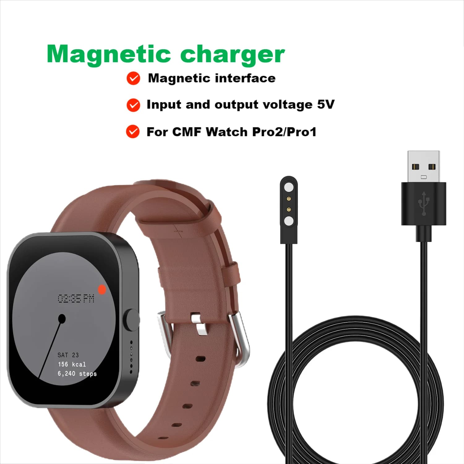 Magnetic USB Charging Cable For CMF Watch Pro 2 1 Charger For CMF BY NOTHING Watch Pro 2 Adapter Smartwatch Accessories