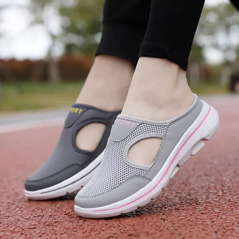 2026 Summer Korean Large size Casual Shoes Women's Shoes Single Shoes Thick soled One foot Sandals Mesh Half Slippers for men
