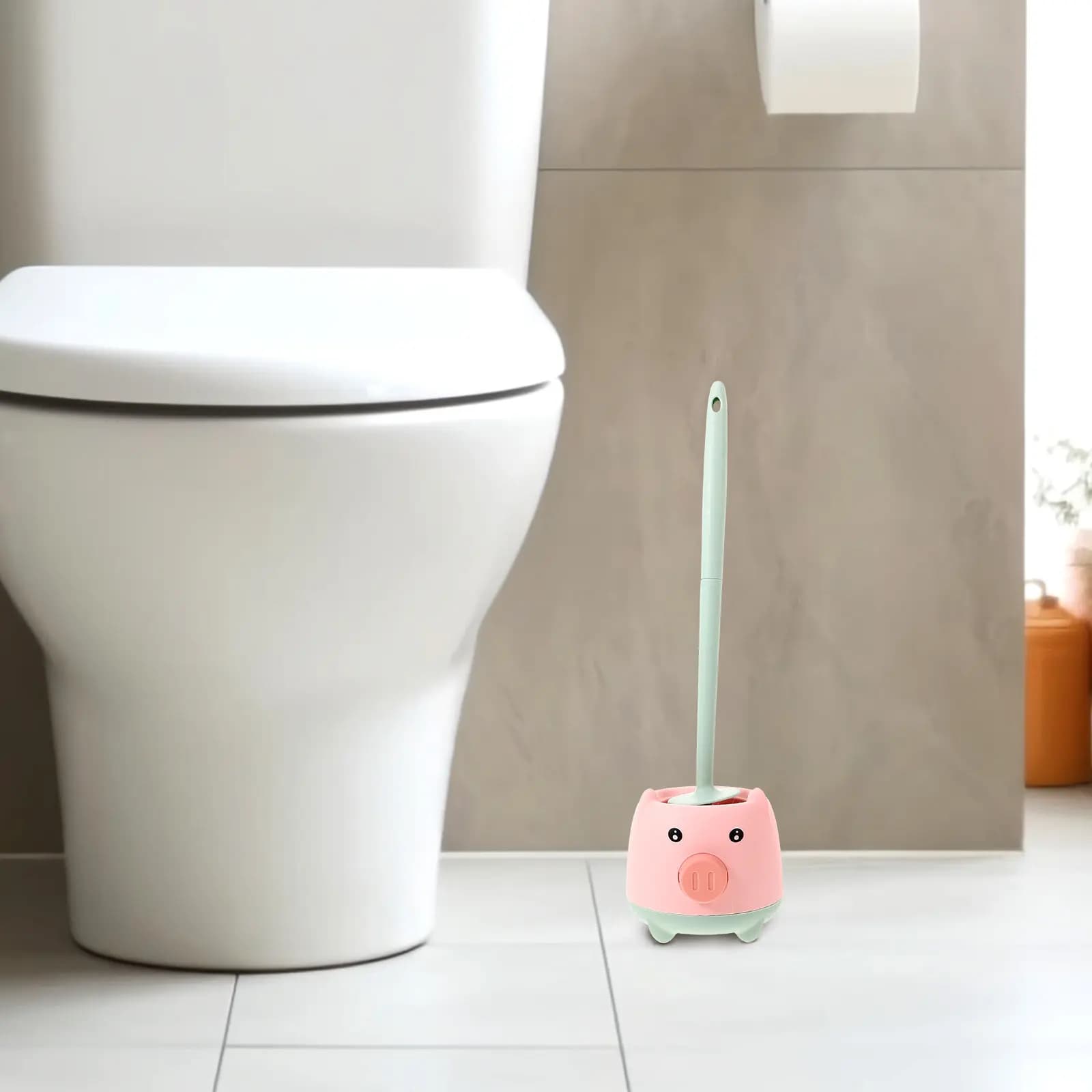 Set Spazzola per WC con Manico Lungo, Setole Resistenti per Pulizia Profonda, Spazzola per la Pulizia del Gabinetto per Casa, Ufficio, Centro Commerciale, Igiene