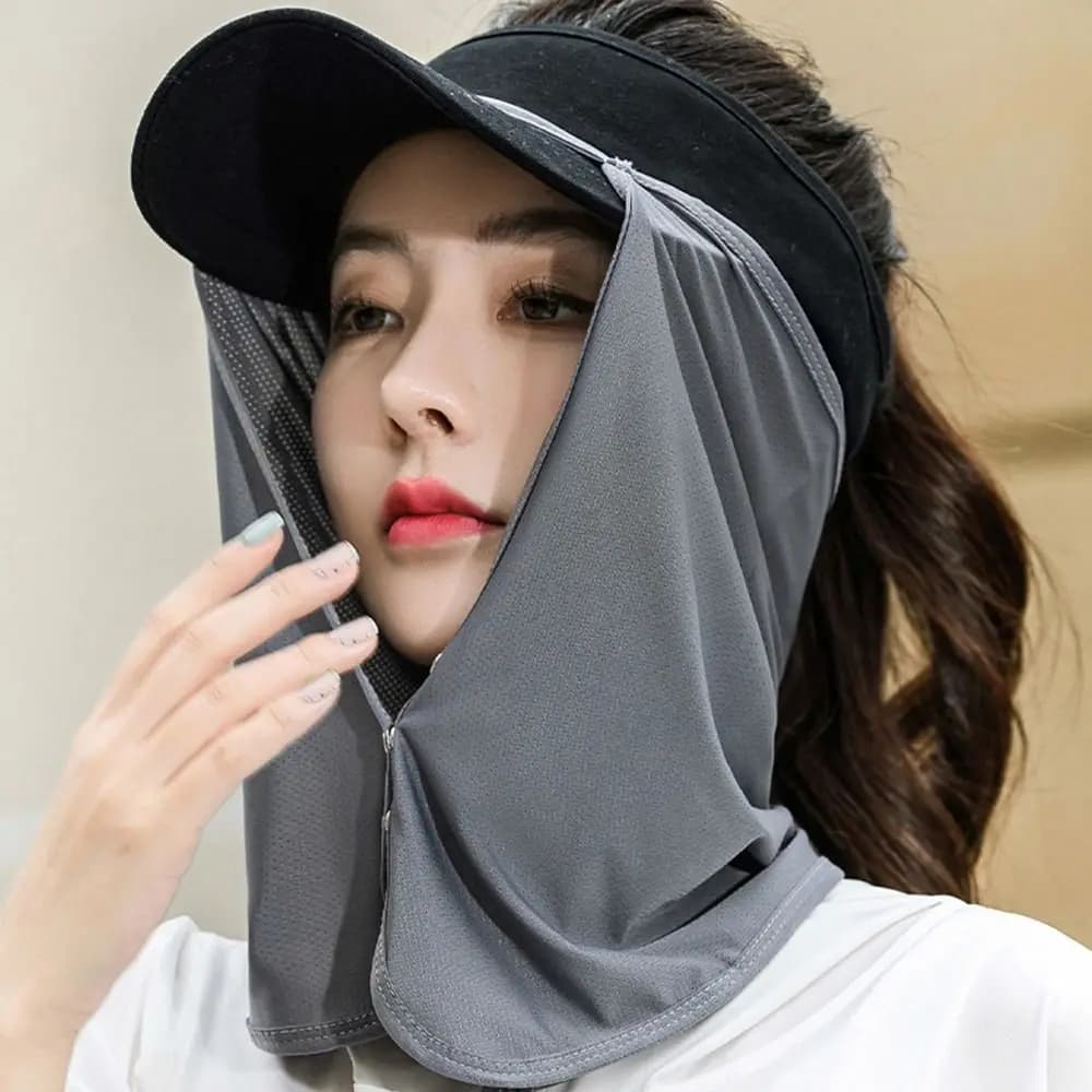 Sciarpa Viso Anti-UV in Seta, Protezione Collo, Maschera Solare, Velo Protettivo Anti-UV, Copertura Viso