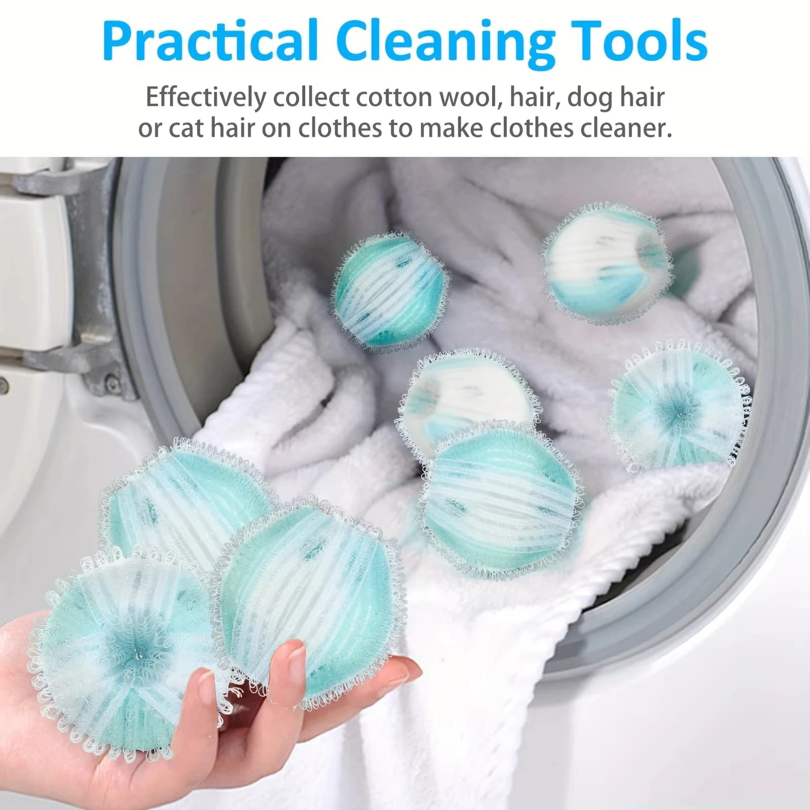 12/16pcs Pet Hair Removal Washing Machine Balls,Reusable & Durable Lint Catcher,Keeps Clothes & Bedding Fur-Free,Essential