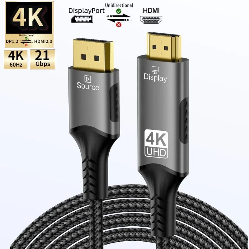 Cavo DisplayPort a HDMI Unidirezionale DP 1.2 da Computer a Schermo HDMI 2.0 4k@60Hz, 1920x1200 Video e Audio per Dell HP Lenovo
