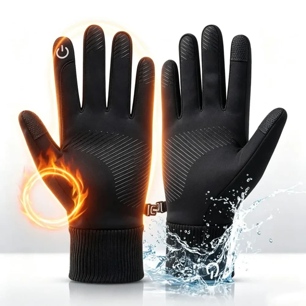 Winter Warm Touch Screen Gloves Full‑Finger Waterproof Windproof Fleece Cycling Mittens for Ski Motorcycle Running Sports