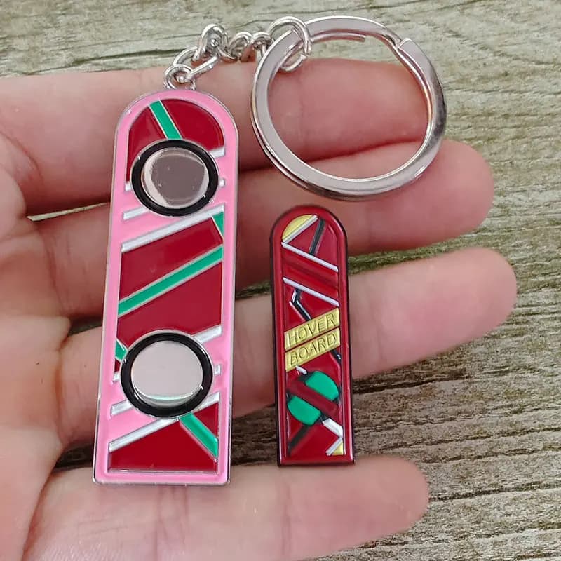 Back To The Future Enamel Pin Keyring Hover Board Lapel Pin Key Ring Sci-Fi Movie Peripheral Backpacks Decorative