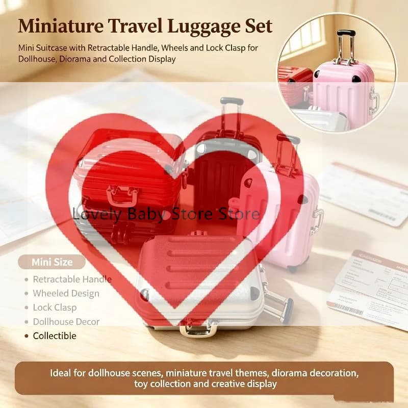 【BS】1Pcs Cute Home Decor Accessories 1:12 Scale Dollhouse Miniature Travel Luggage Box Suitcase Model Photography Props