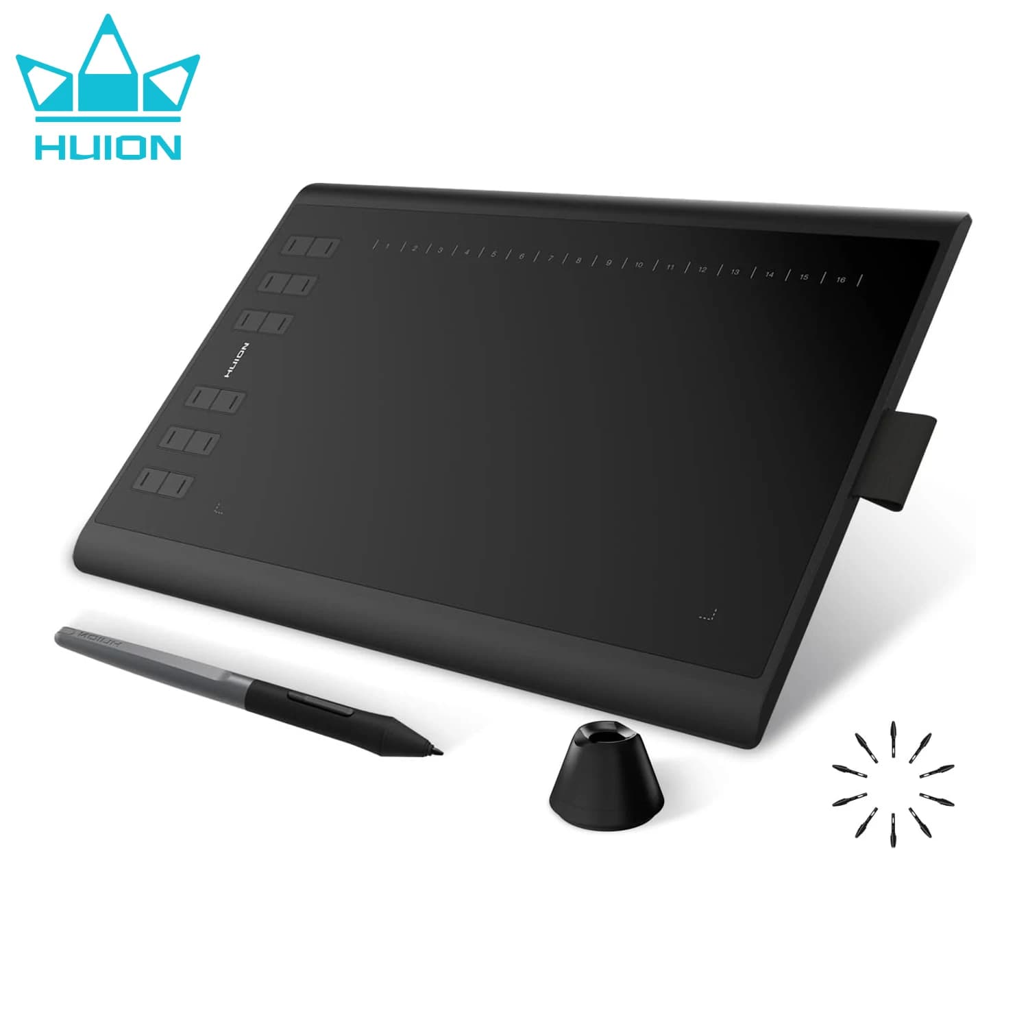 Tavoletta Grafica HUION 10x6 Pollici H1060P per Disegno con Stilo Senza Batteria, 28 Tasti Programmabili, Facile Connessione allo Smartphone