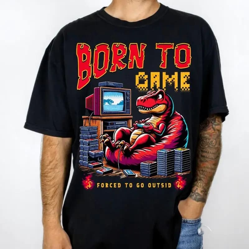 Divertente maglietta da gioco Videogiocatore per bambini Ragazzi Shirtns Born To Game Forced Go Outside Shirtn Giocatore di giochi