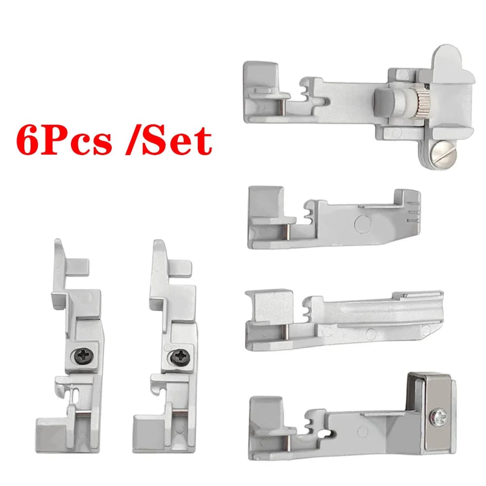 6Pcs/Set Presser Foot For Singer 14U Household MultiFunction Overlock Machine Gathering,Elastic,Cording Piping,Blind Hem,Lace