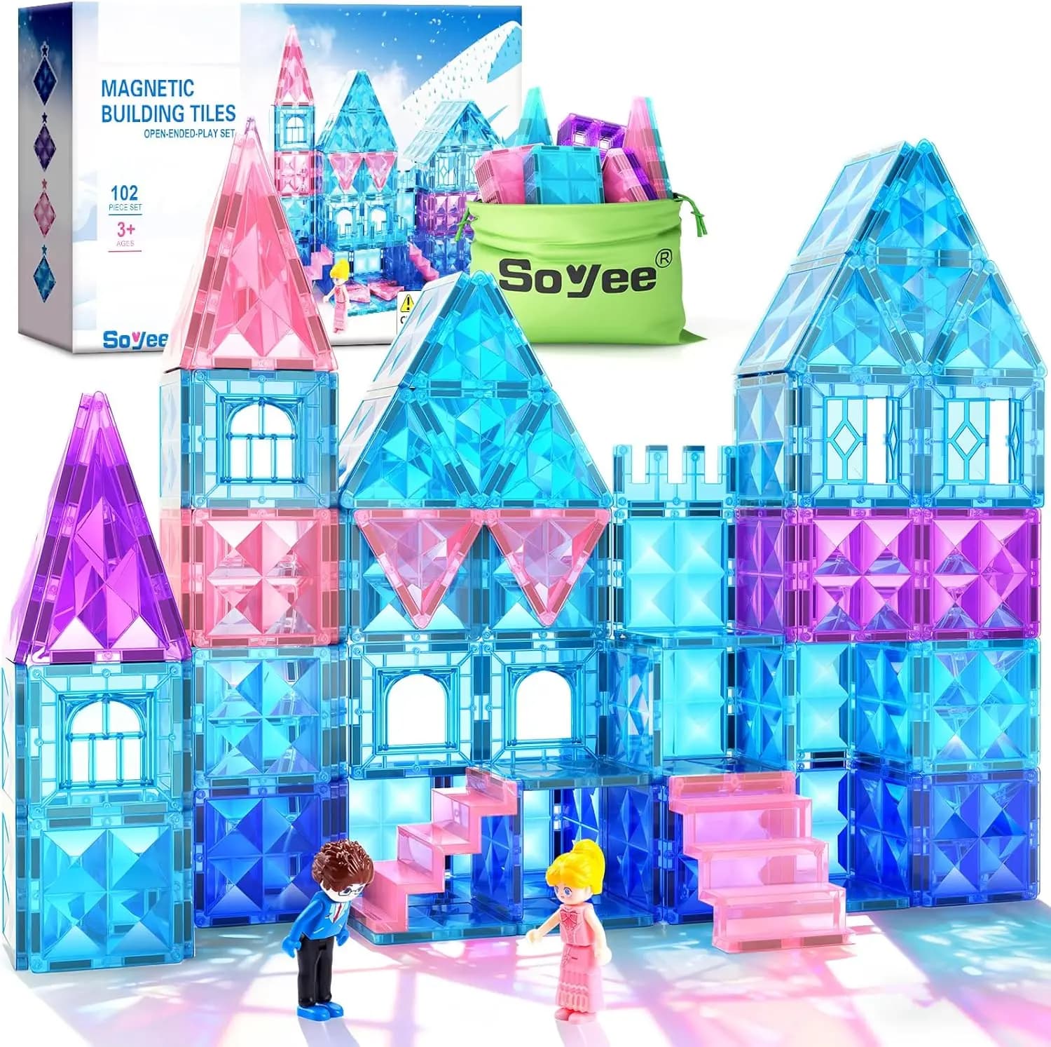 Set di Costruzioni Magnetiche da 102 Pezzi con Scale e Bambole, Castello della Principessa per Bambine 4-8 Anni, Regalo di Compleanno e Natale