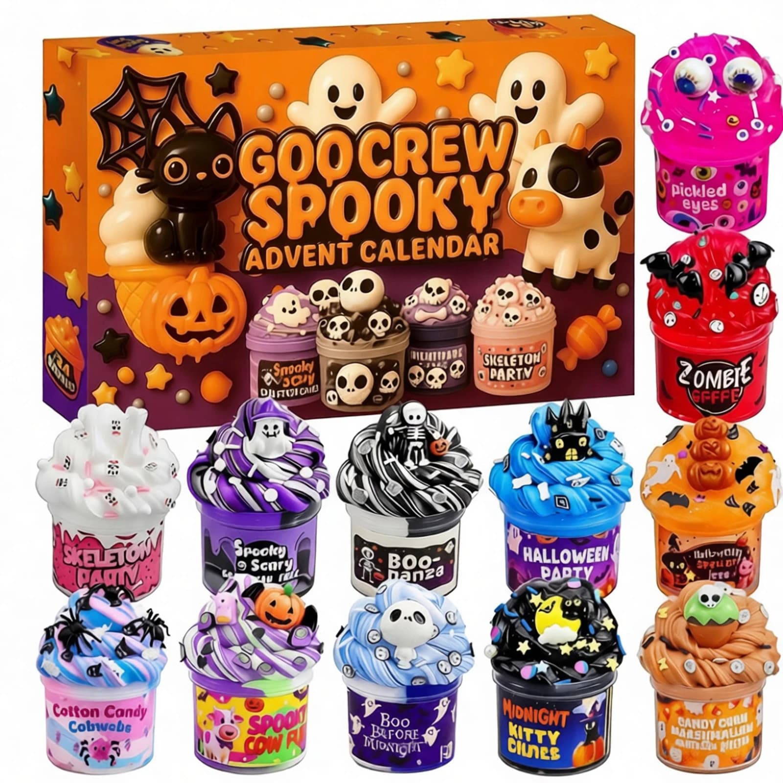 Halloween Countdown Crunchy Crystal Slime kit Clear Sticky Slime Soft DIY Non-Sticky Stretchy Sludge Party Favors Birthday Gifts