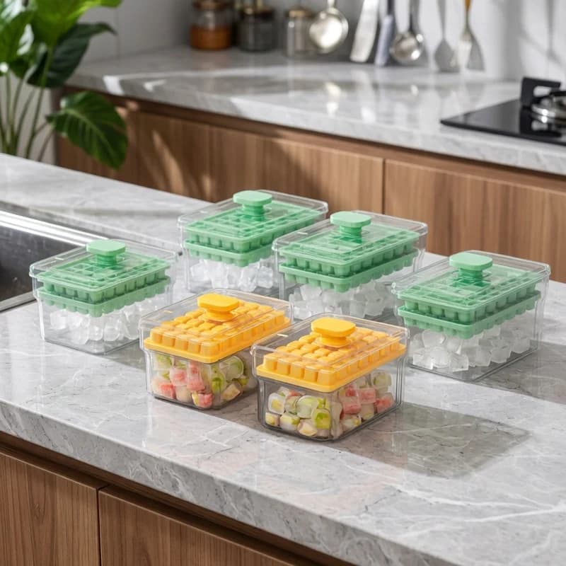 Stampo per Ghiaccio Domestico One-Touch, Facile da Sformare, Congelamento Rapido, Contenitore per Cubetti di Ghiaccio, Utensili da Cucina
