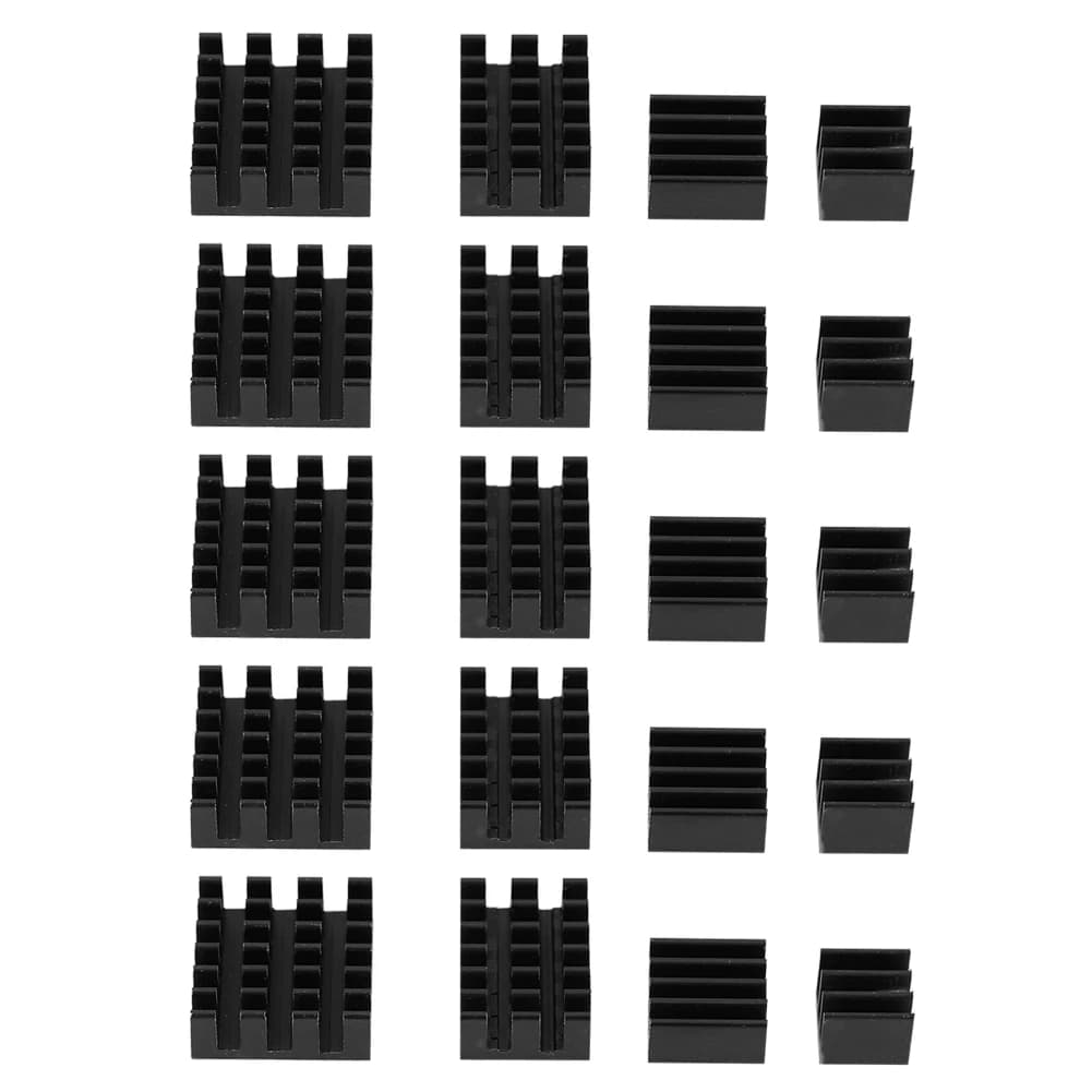 Dissipatore di calore CPU in alluminio nero da 20 pezzi con adesivo per Raspberry Pi 2/3/4 3b 4B