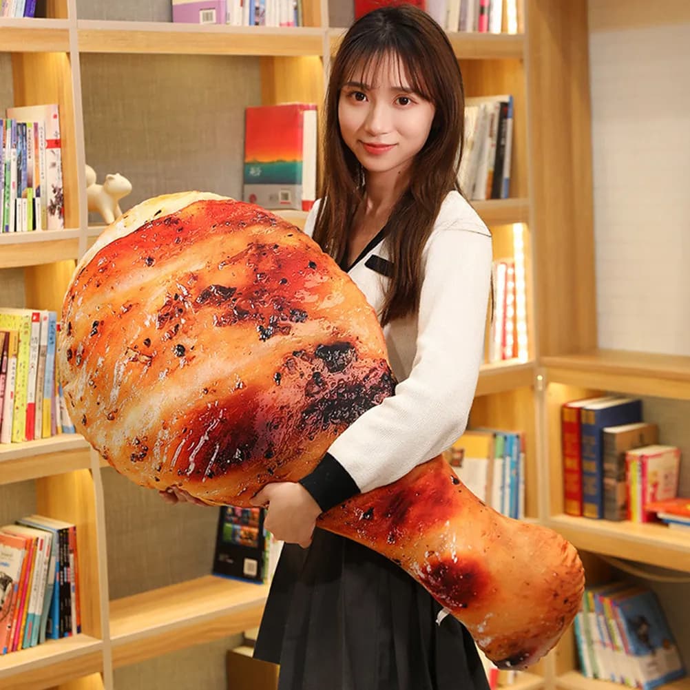 Cuscino a Forma di Coscia di Pollo Fritto 70Cm, Realistico, Morbido, per Casa, Ufficio, Aereo, Supporto Lombare, Camera dei Bambini