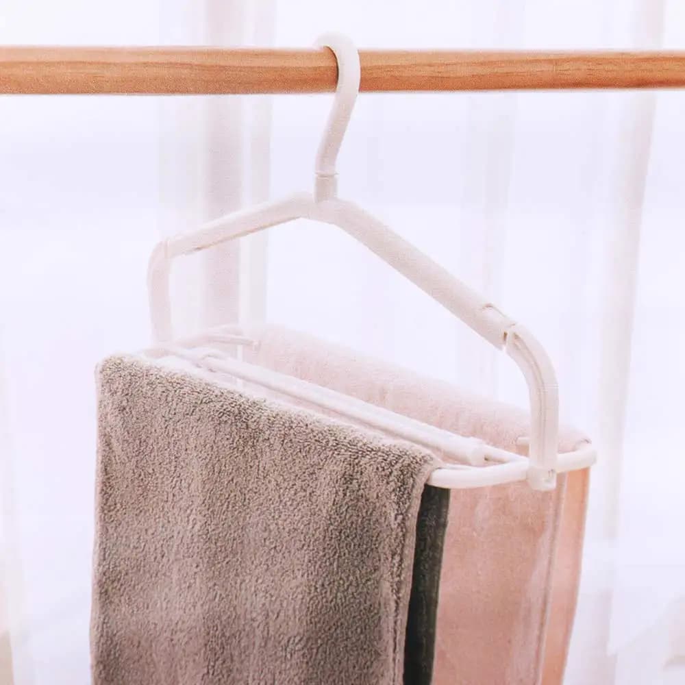 Non-slip Rotating Folding Hanger Widening Thick Support Stretchable Clothes Drying Rack with Windproof Clamp Space Saving