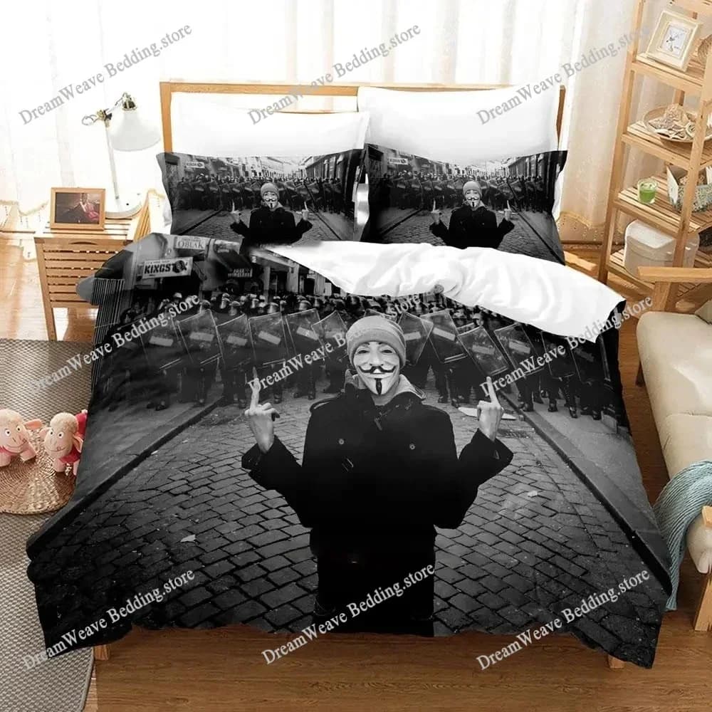 Personality Technology Anonymous Style Duvet Cover Pillow Case Bedding Set Quilt Cover Double Bed Home Textile Luxury Gift741
