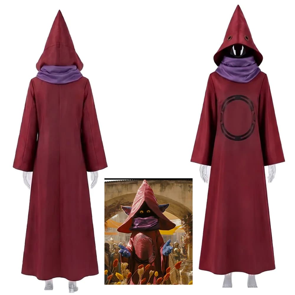 Orko Cosplay Costume Hooded Long Robe Purple Neck Scarf Wizard Cloak Outfit Suit Fancy Disguise Halloween Carnival
