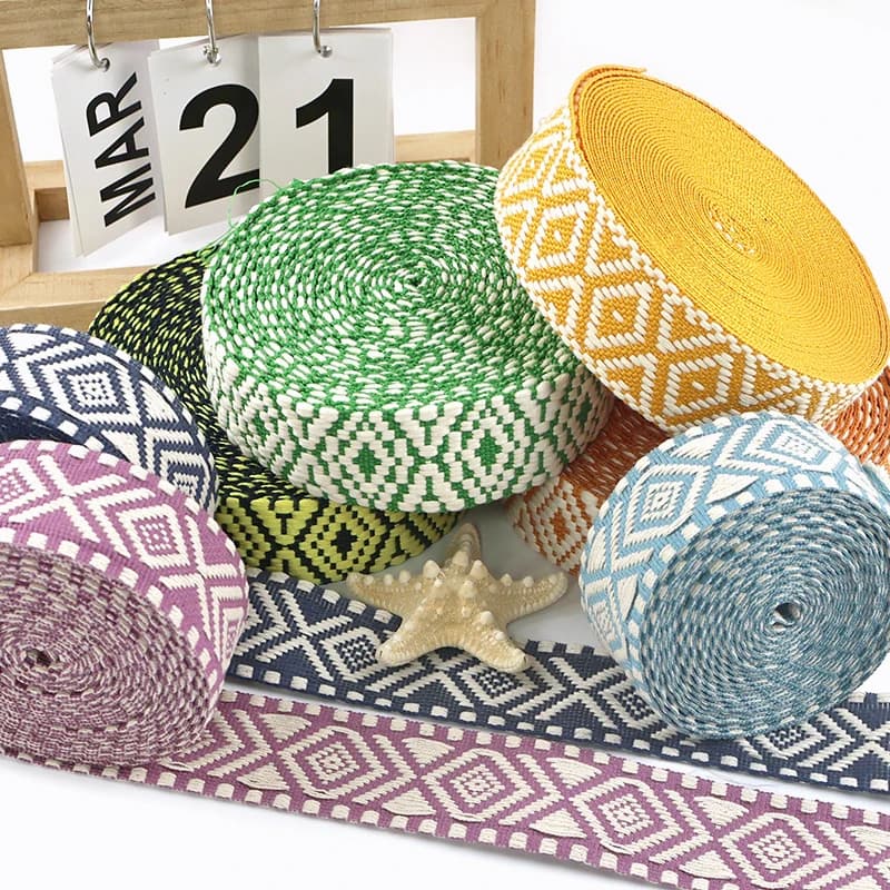 Nastro Jacquard in Cotone Meetee 38mm, 5/10M, per Cinghie di Borse, Cinture, Accessori per Cucito Fai-da-Te