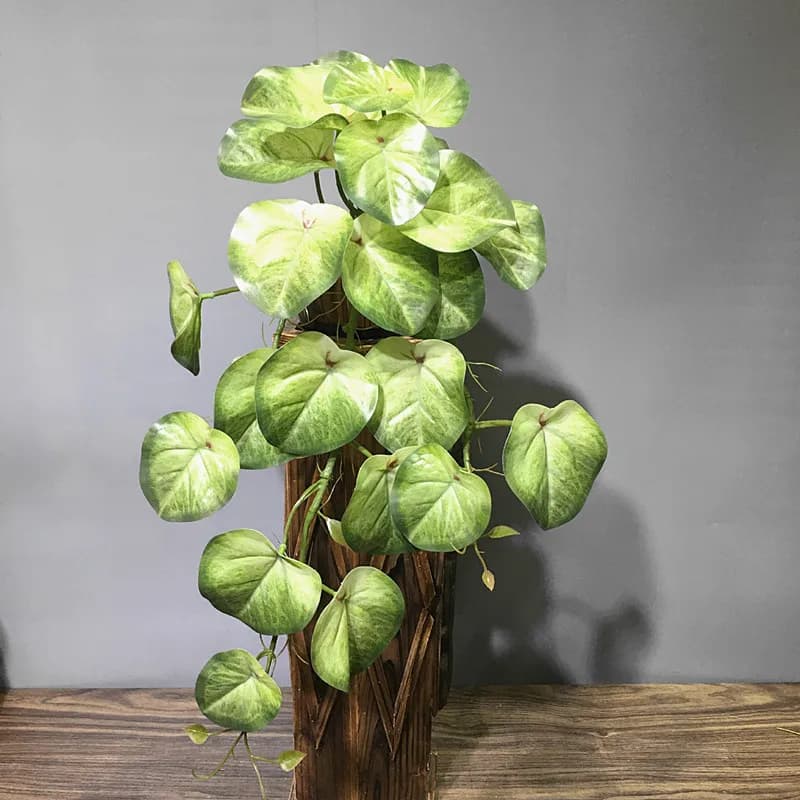 55 CM Artificial Plants Wall Decoration Plastic Sheet Mini Ficus Green False Palm Copper FAI FROM TE Home Garden Hotel Deco Accessories