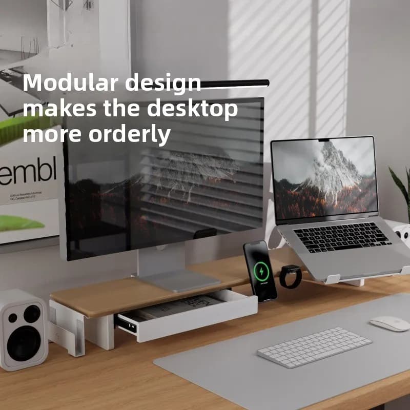 Solid Wood Monitor Stand Riser Modern Modular Computer Desk Organizer Ergonomic Computer Tables Home Office System Z3 Pro