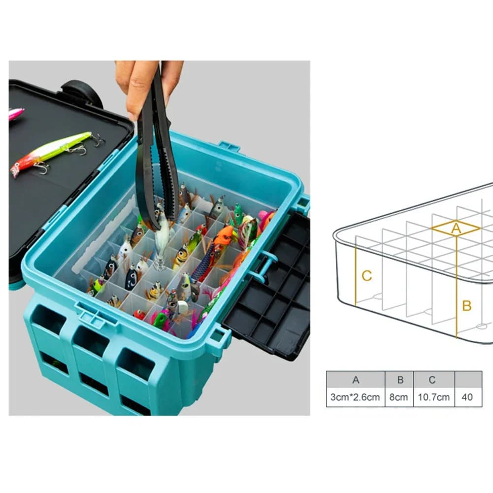 40 Grid Fishing equipment Box Fishing equipment 23*18*10.7 cm bait container 40 Storage grid Drainage holes Easy to carry