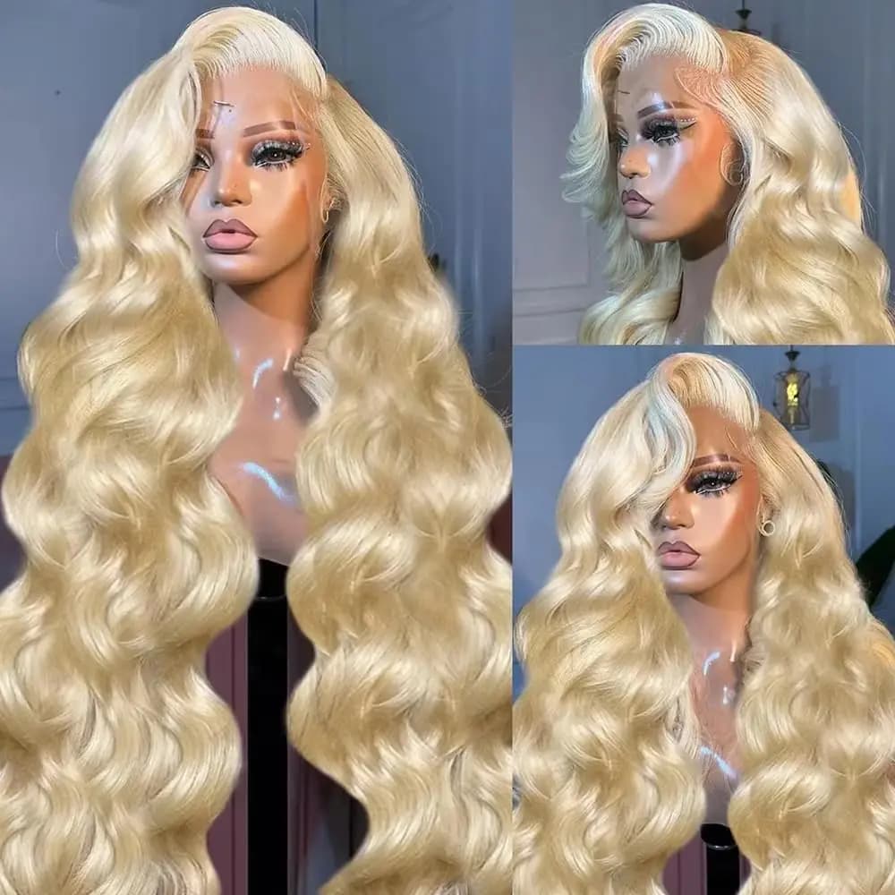 36 Inch #613 Honey Blonde 220% Density Body Wave 13x4 13x6 HD Transparent Lace Frontal Wig Brazilian Human Hair Wigs For Women