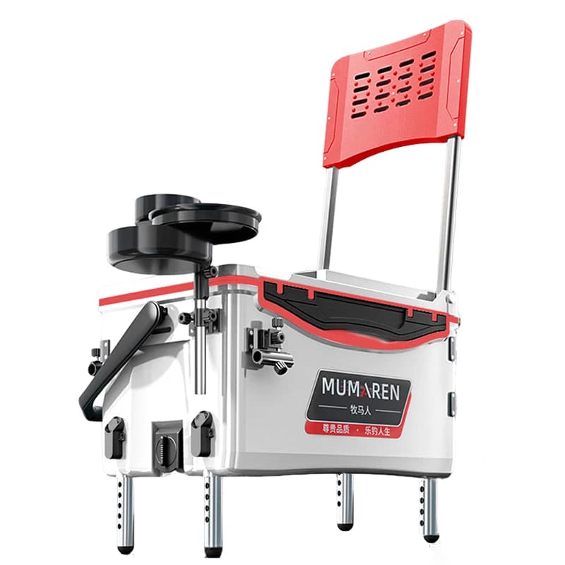 Cassetta da Pesca Multifunzione Completa con Gambe Sollevabili e Ruote, Attrezzatura da Pesca Sit-On, Forniture per la Pesca