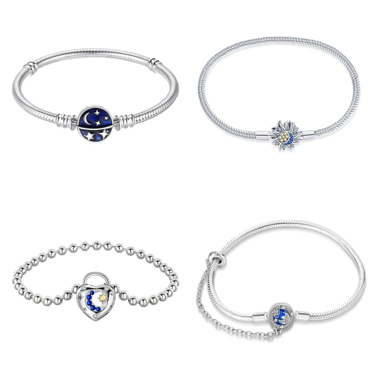 Ciondoli a forma di luna e stella smaltati blu placcati argento, compatibili con bracciali originali, ciondoli per borse e portachiavi, ciondoli pendenti fai da te, regalo di gioielli da donna