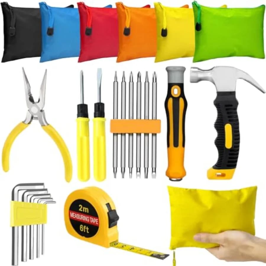Kit di 102 Mini Attrezzi per Operazioni di Base, Set Compatto di Emergenza per Principianti, Ideale come Regalo di Natale per Bambini in Scatola Regalo, per Appartamenti