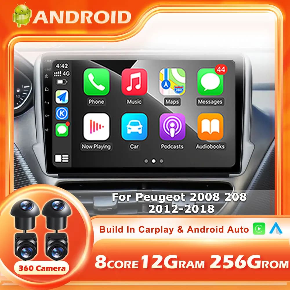 Autoradio Per Peugeot 2008 208 2014-2018 Wireless CarPlay Android 15 Auto Sistemi Intelligenti Autoraido strumenti Bluetooth No 2 din