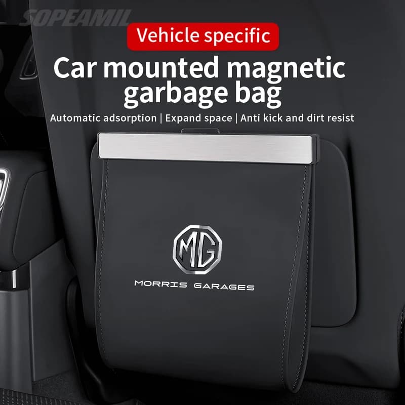 Sacchetto della spazzatura per auto Led magnetico sedile posteriore appeso sacchetto di immagazzinaggio cestino MG ZS HS ES5 MG4 EV elettrico S5 EV MG3 MG5 MG6 MG7 ONE EZS