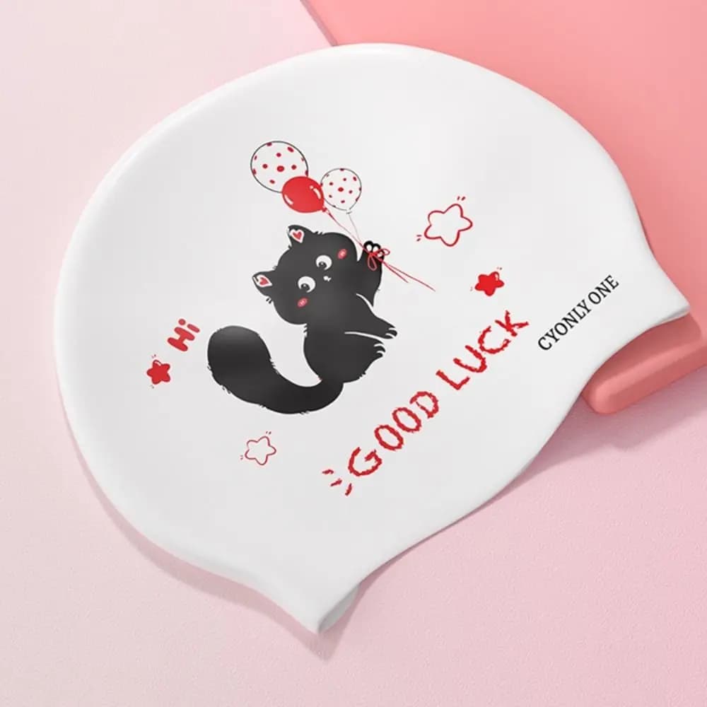 Extra Large Swimming Caps No Tightening Ear Protection Silicone Swim Caps Comfortable Waterproof Cartoon Swim Caps