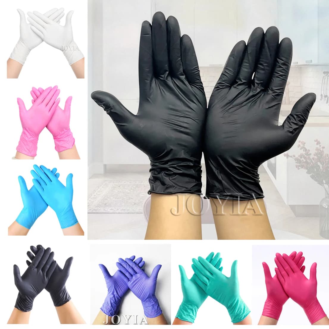 Guanti monouso neri in nitrile 50 100 pezzi Guanti da tatuaggio rosa piccoli medi grandi senza polvere in lattice per lavoro cucina cucina XS XL