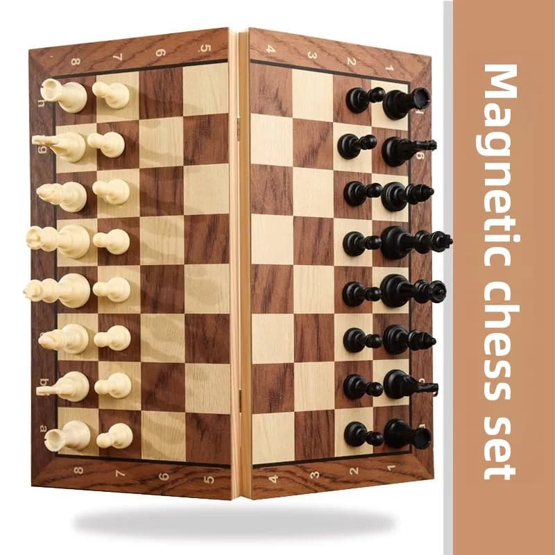 Folding Magnetic Wooden Chess Set High Grade International Chess Board 4 Sizes Optional Travel Family Game