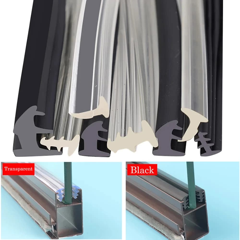Multi Use T Shaped Silicone Rubber Weatherstrip 1/2/3/5M Aluminum Frame Glass Slot Gap Filler Window Door Installation Accessory