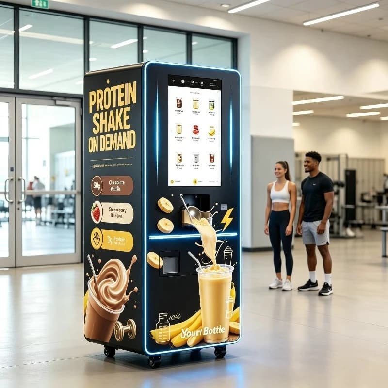 Customized Protein Shake Vending Machine Fully Automatic Powder Mixing System Smart Screen Commercial Dispenser Self-Service Gym
