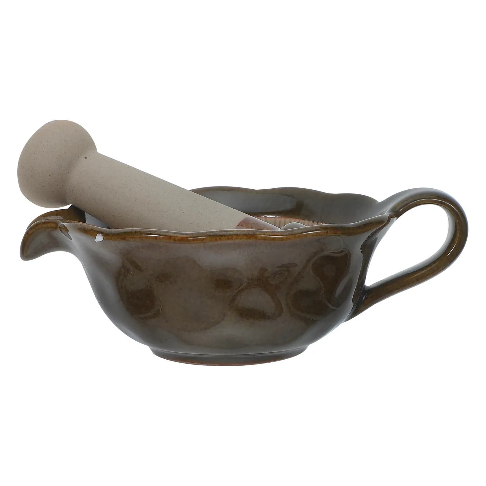 Set di 1 Mortaio e Pestello in Ceramica per Macinare a Mano, Mini Mortaio Compatto per Aglio, Frutta, Verdura, Spezie e Condimenti