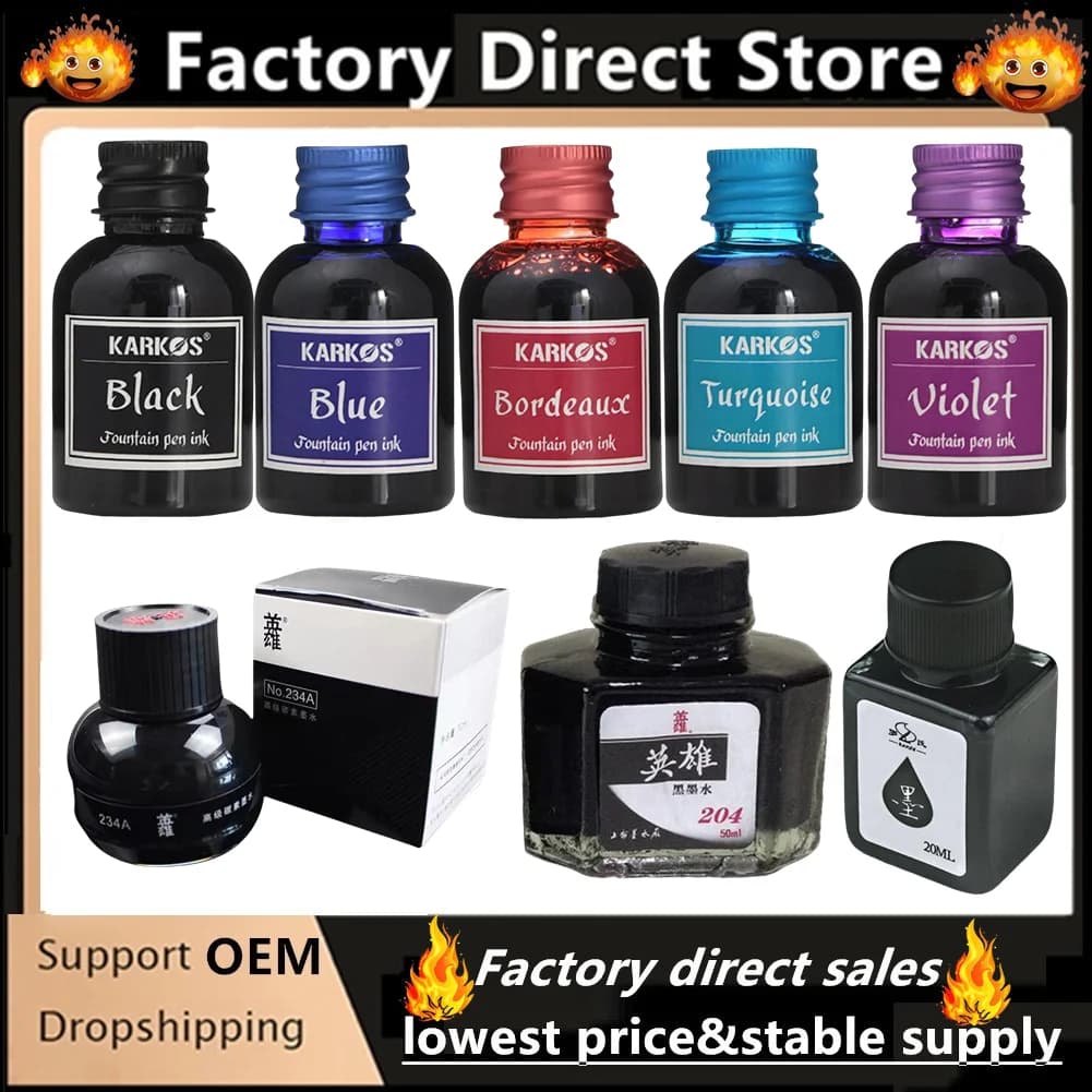 1 Bottle YingXiong Black Colorful Fountain Pen Ink Refilling Pen Ink Fountain Inks Quality Calligraphy Writing High Stationery