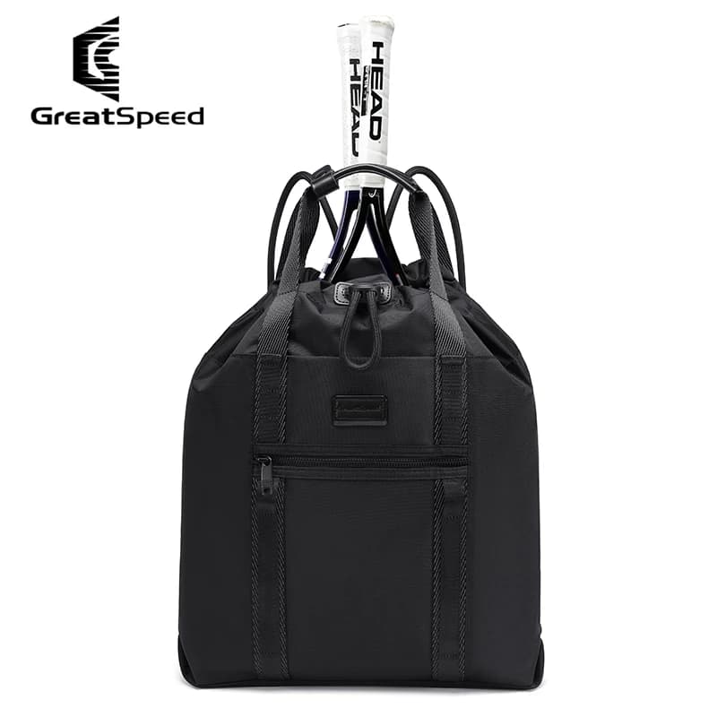 Greatspeed Zaino per racchetta da badminton da tennis impermeabile unisex con coulisse Borsa da basket da viaggio per fitness all'aperto a doppia spalla
