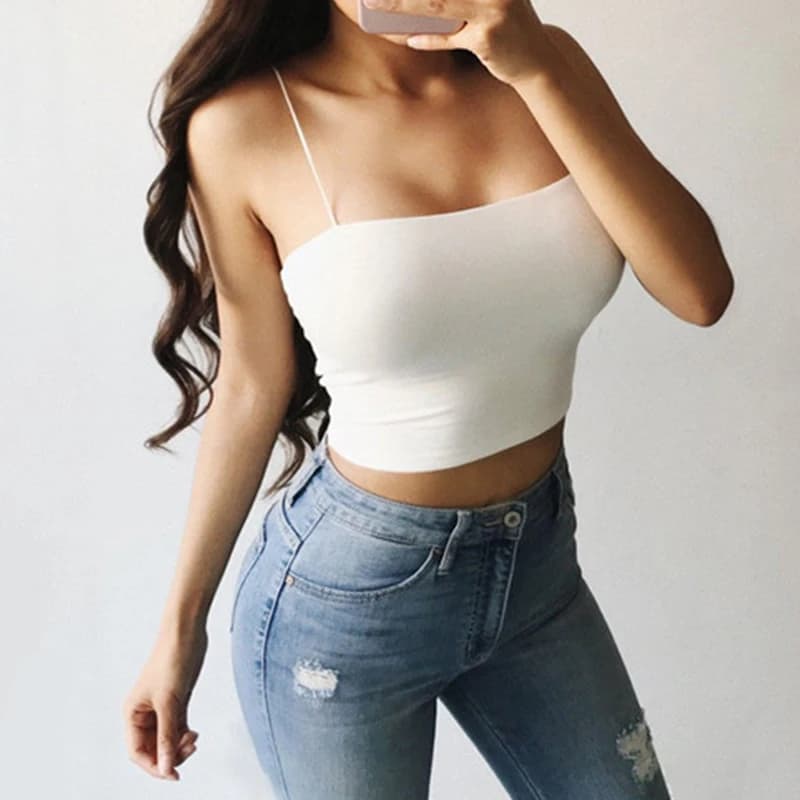 Canottiere moda estiva da donna Canottiere sexy senza maniche Cinghie in cotone Camis Fitness Bustier Crop Top T-shirt senza cuciture Top bianchi neri