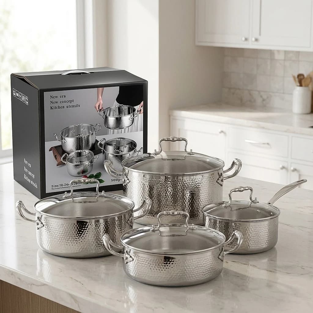 316 Stainless Steel American Style Durable Soup Milk Frying Pan Set Induction Cookware