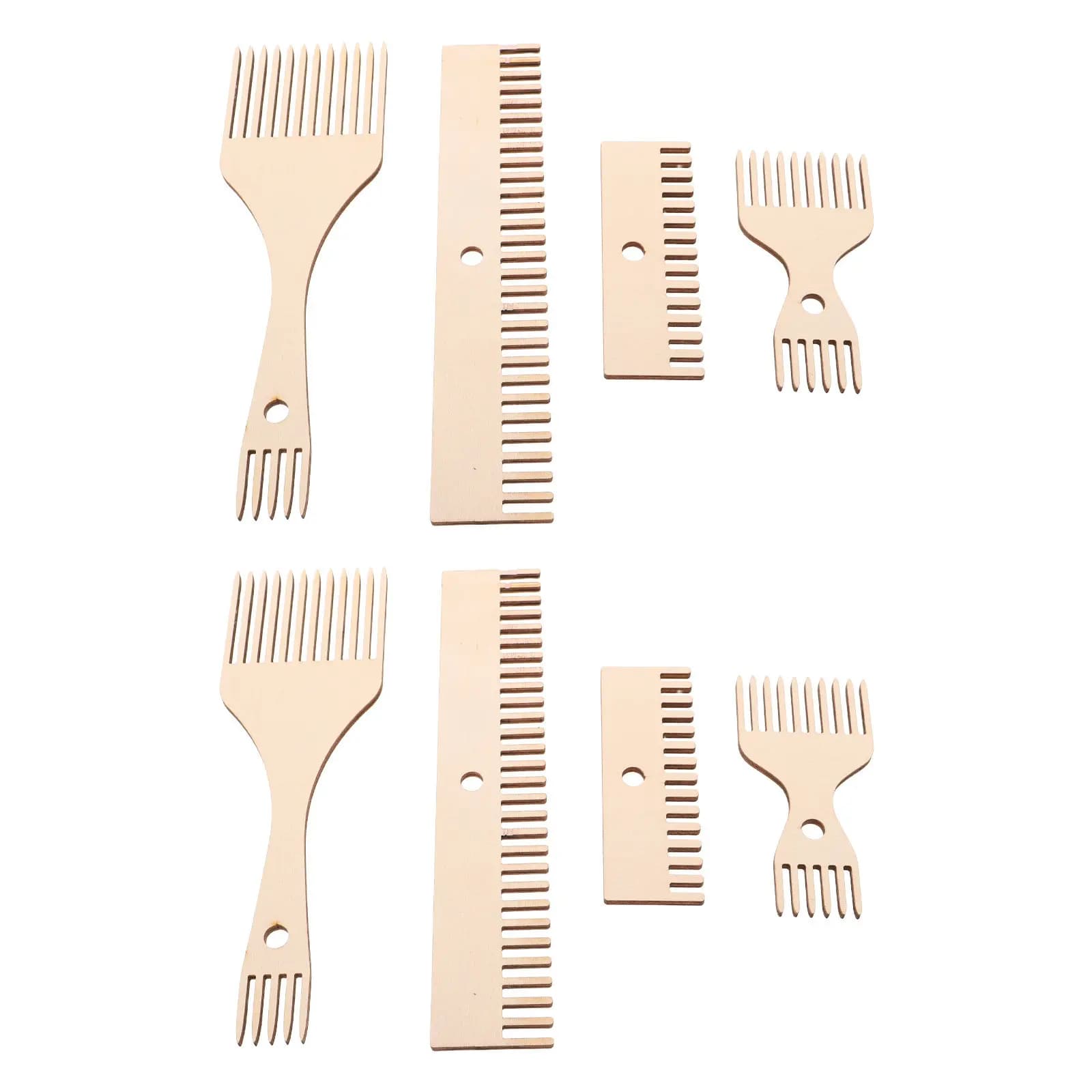 8Pcs Wooden Weaving Loom Comb Double-Ended Smooth Sanded Tapestry Beater Tool DIY Rug Making Wall Hanging Fiber Arts Supplies