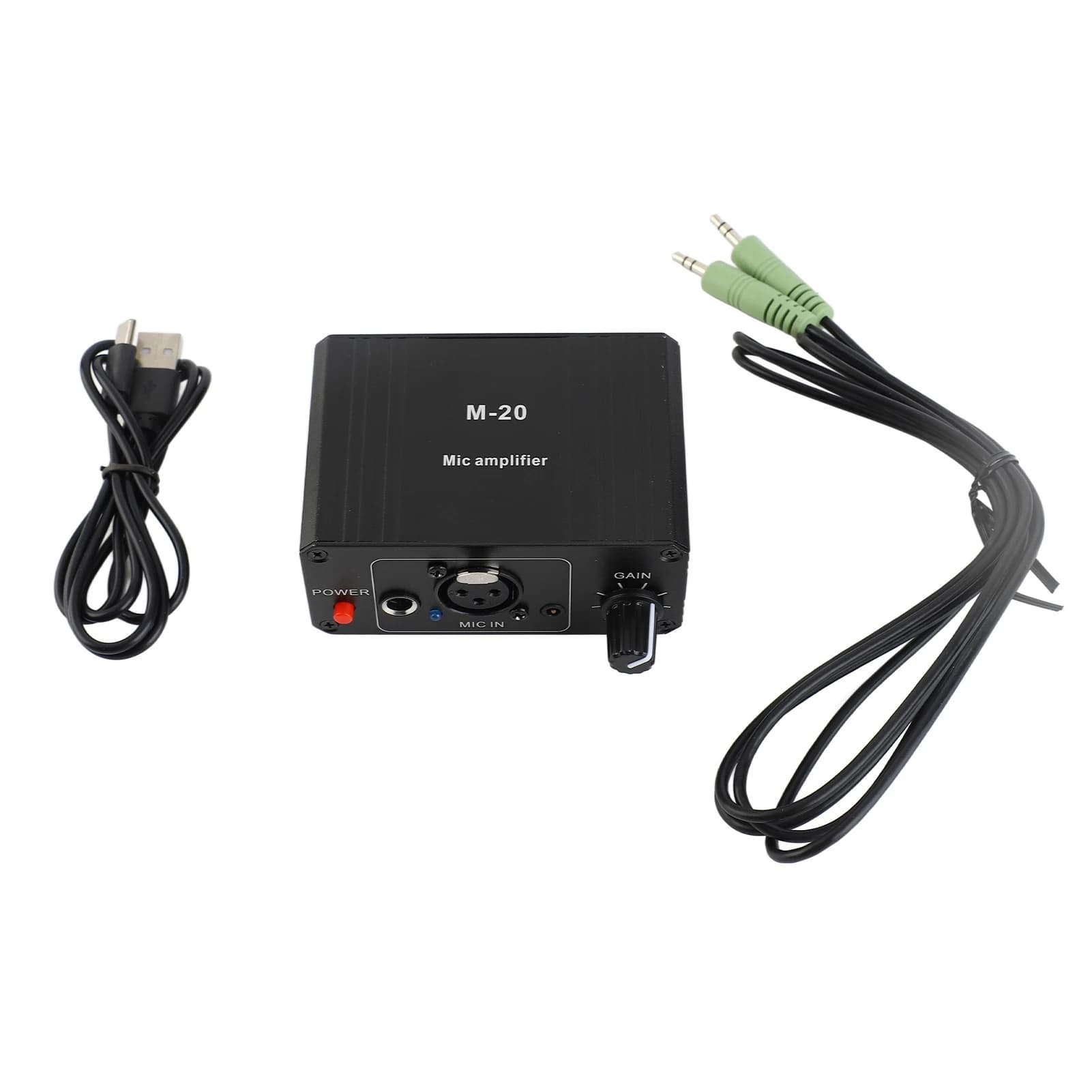 Portable Microphone Preamp High Gain 48V Phantom Power XLR Output Mic Preamplifier for Dynamic and Condenser Microphones Booster